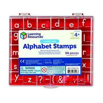 Learning Resources Lowercase Alphabet Stamps - 34 Pieces,Ages 4+, Teacher Stamps, Letter Stamps for Kids, Classroom and Teacher Supplies, ABC Stamps,Letter Stamps for Kids,Back to School Supplies