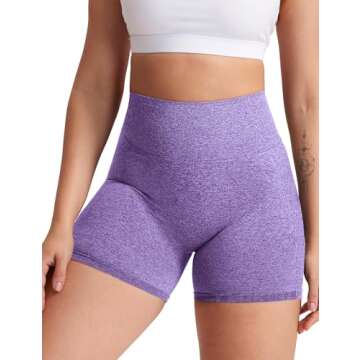 YEOREO Women's Purple High Waist Cycling Shorts