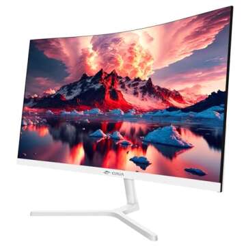 CRUA 24 Inch Curved Monitor, FHD(1920×1080P) 100HZ 120% sRGB Computer Monitors, Narrow Bezels on Th...