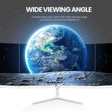 CRUA 24 Inch Curved Monitor, FHD(1920×1080P) 100HZ 120% sRGB Computer Monitors, Narrow Bezels on Three Sides, Blue Light Filter PC Monitor for Home, Office and Dormitory(HDMI, VGA)-White