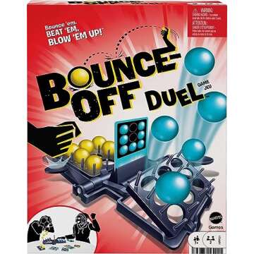 Mattel Games Bounce-Off Duel 2-Player Game for Kids, Teens, Families & Adults, Slam The Paddles & Balls Pop Out with Challenge Cards