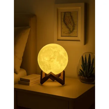 چراغ خواب کره ماه 3D – نور گرم دیمر USB-C برای اتاق خواب و کودک