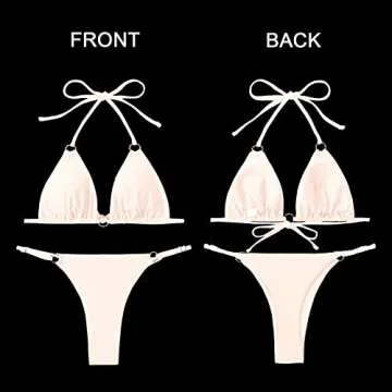 MIKETAI Sexy Bikinis for Women 2 Piece Bikini Spaghetti Strap Swimsuits Solid Color Bathing Swimwear Triangle Bathing Suit (White S)