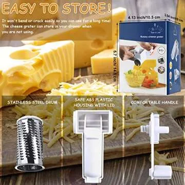 Boao Rotary Cheese Grater Manual Kitchen Tool for Effortless Shredding