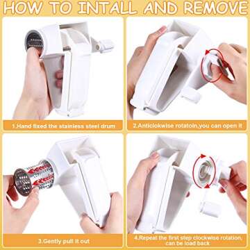 Boao Rotary Cheese Grater Manual Handheld Cheese Grater with Stainless Steel Drum for Grating Hard Chocolate Nuts Kitchen Tool(White,1 Piece)