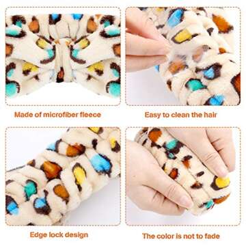 3 Pcs Towel Headbands for Women Headband for Washing Face Facial Hair Band Skincare Microfiber Bowtie Headband Makeup Terry Cloth Headbands Spa Shower Hair Band for Women Girls (Vivid Patterns)