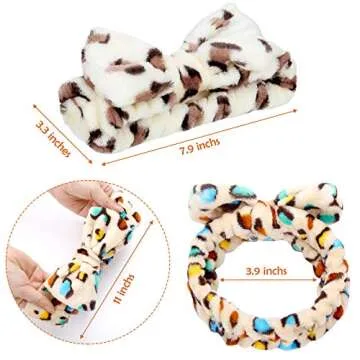 3 Pcs Towel Headbands for Women Headband for Washing Face Facial Hair Band Skincare Microfiber Bowtie Headband Makeup Terry Cloth Headbands Spa Shower Hair Band for Women Girls (Vivid Patterns)