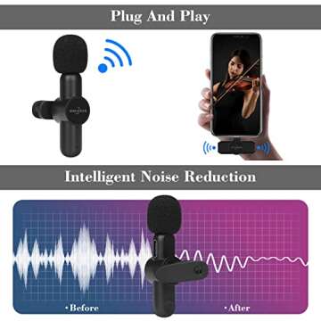 GOOJODOQ Wireless Lavalier Microphone for iPhone iPad,Plug & Play Mini Lapel Mic for TikTok YouTube Facebook Interview Live Stream Vlog Video Recording - Noise Reduction/Auto Sync (2 Microphone)