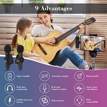 GOOJODOQ Wireless Lavalier Microphone for iPhone iPad,Plug & Play Mini Lapel Mic for TikTok YouTube Facebook Interview Live Stream Vlog Video Recording - Noise Reduction/Auto Sync (2 Microphone)