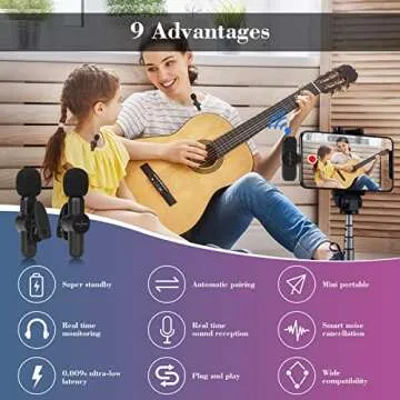 GOOJODOQ Wireless Lavalier Microphone for iPhone iPad,Plug & Play Mini Lapel Mic for TikTok YouTube Facebook Interview Live Stream Vlog Video Recording - Noise Reduction/Auto Sync (2 Microphone)