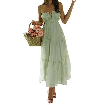 Leyajedol Women Y2k Bodycon Long Dress Spaghetti Strap Low Cut Dress Sexy Backless High Split Maxi Dress Clubwear Z-Green