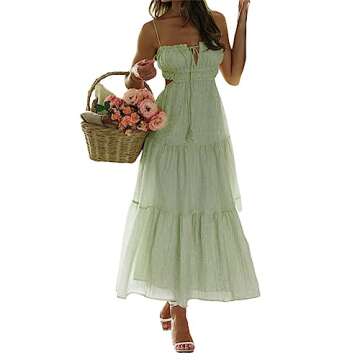 Leyajedol Women Y2k Bodycon Long Dress Spaghetti Strap Low Cut Dress Sexy Backless High Split Maxi Dress Clubwear Z-Green