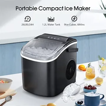 AGLUCKY Ice Maker Portable, Self-Cleaning, 26Lbs/24H