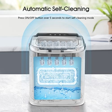 AGLUCKY Ice Maker Portable, Self-Cleaning, 26Lbs/24H