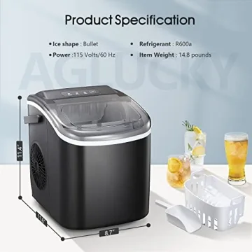 AGLUCKY Ice Maker Portable, Self-Cleaning, 26Lbs/24H