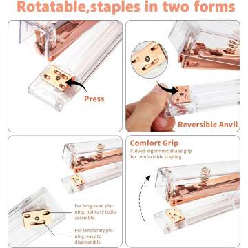 Rose Gold Acrylic Stapler with 1000 Staples Included