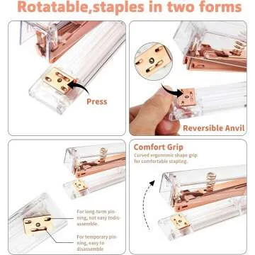 Rose Gold Acrylic Stapler with 1000 Staples Included