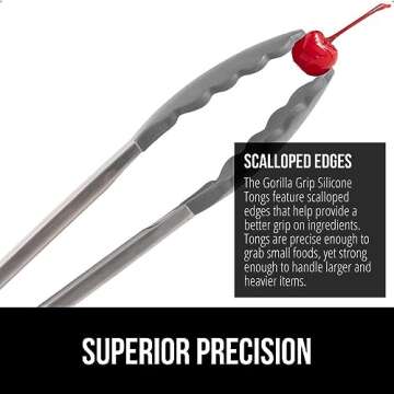 GORILLA GRIP Full-Size Kitchen Tongs Set for Easy Cooking