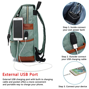 UGRACE Vintage Laptop Backpack with USB Port for College