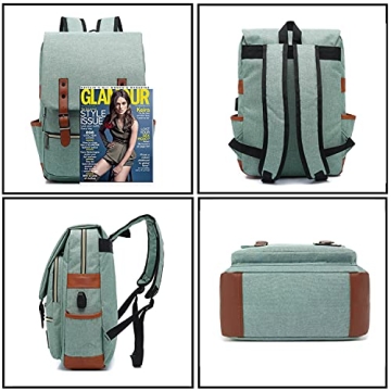 UGRACE Vintage Laptop Backpack with USB Port for College