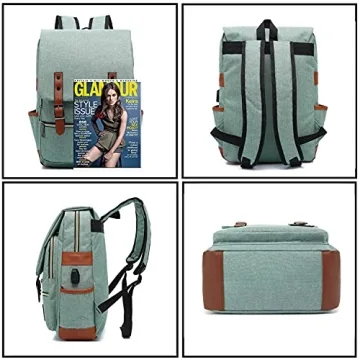 UGRACE Vintage Laptop Backpack with USB Port for College