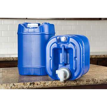 Emergency Water Storage 5 Gallon Water Tank - BPA-Free, Food Grade, Portable, Stackable, Easy Fill -...