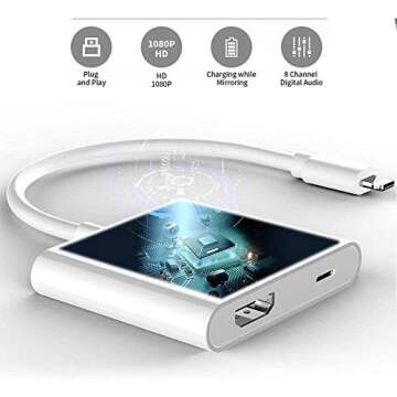 Veetone Lightning to HDMI Adapter for iPhone 11/11 Pro/XR/XS/X8, iPad on HDTV/Monitor/Projector