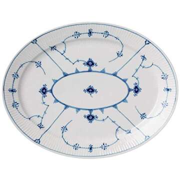 Royal Copenhagen Blue Fluted Plain Oval Platter - Elegant Porcelain Serving Dish
