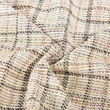 Kate Kasin Women's Business Skirts Tweed Plaid Stretch Bodycon Elastic Waist Knee Length Pencil Skirt Tweed-Antiquewhite M