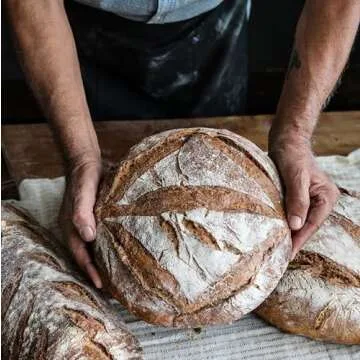 Premium Bread Proofing Set with Acacia Wood - Sourdough Bread Baking Supplies, 2 Rattan Banneton Baskets, 2 Basket Covers, Brush, Metal Scrapper, Plastic Scrapper, Scoring Lame, 5 Blades & Case