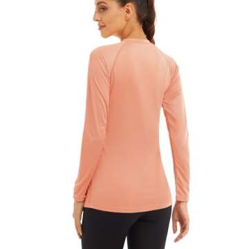 MAGCOMSEN UV Shirts for Women Long Sleeve Shirts Running Shirts for Women Fishing Shirts Womens Hiking Shirts Workout Shirts for Women T Shirts for Women Apricot