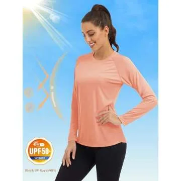 MAGCOMSEN UV Shirts for Women Long Sleeve Shirts Running Shirts for Women Fishing Shirts Womens Hiking Shirts Workout Shirts for Women T Shirts for Women Apricot