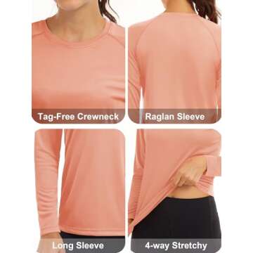 MAGCOMSEN UV Shirts for Women Long Sleeve Shirts Running Shirts for Women Fishing Shirts Womens Hiking Shirts Workout Shirts for Women T Shirts for Women Apricot