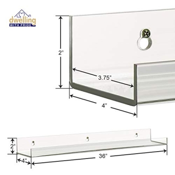 Sturdy 36 Inch Acrylic Floating Shelves 2Pack for Books & Toys