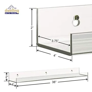 Sturdy 36 Inch Acrylic Floating Shelves 2Pack for Books & Toys