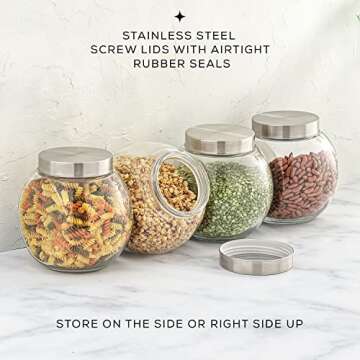 JoyJolt All-Sides Cookie Jar. Set of 2 Cookie Jars for Kitchen Counter with Lids, Candy Jar, Dog Treat Container, Laundry Detergent Container, Large Canisters, Half Gallon Glass Jar with Lid Airtight