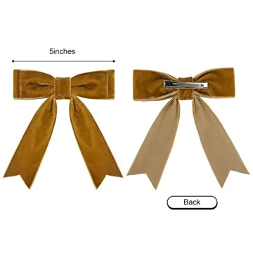 2PCS 5" Velvet Brown Hair Bows Girls Hair Clips Ponytail Holder Accessories for Girls Toddlers