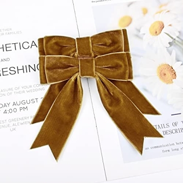 2PCS 5" Velvet Brown Hair Bows Girls Hair Clips Ponytail Holder Accessories for Girls Toddlers