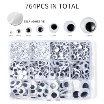 Bflaae 764pcs Black Wiggle Googly Eyes for Arts & Crafts