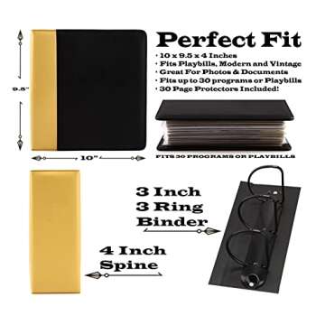 2Fold Binder for Holding Broadway Play Program and Theater Programs with 30 Custom Sheet Protectors ...