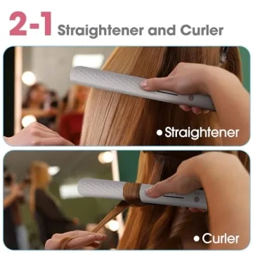 Quico Hair Straightener, 110-240V Global Travel Hair Straighteners for Women, 15s Fast Heating, Professional Negative Ion Flat Iron, Temp Memory, 320℉-450℉, Auto-Off, with Glove and Clips, Gift, Pink