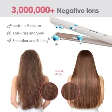 Quico Hair Straightener, 110-240V Global Travel Hair Straighteners for Women, 15s Fast Heating, Professional Negative Ion Flat Iron, Temp Memory, 320℉-450℉, Auto-Off, with Glove and Clips, Gift, Pink