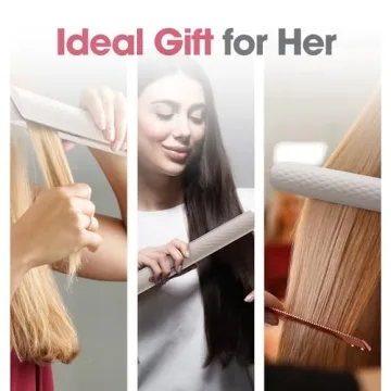 Quico Hair Straightener, 110-240V Global Travel Hair Straighteners for Women, 15s Fast Heating, Professional Negative Ion Flat Iron, Temp Memory, 320℉-450℉, Auto-Off, with Glove and Clips, Gift, Pink