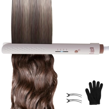 Quico Hair Straightener, 110-240V Global Travel Hair Straighteners for Women, 15s Fast Heating, Professional Negative Ion Flat Iron, Temp Memory, 320℉-450℉, Auto-Off, with Glove and Clips, Gift, Pink