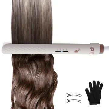 Quico Hair Straightener, 110-240V Global Travel Hair Straighteners for Women, 15s Fast Heating, Professional Negative Ion Flat Iron, Temp Memory, 320℉-450℉, Auto-Off, with Glove and Clips, Gift, Pink