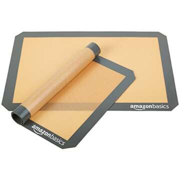 Amazon Basics Silicone, Non-Stick, Food Safe Baking Mat- Pack of 2