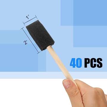 40 Pcs Foam Brush,1” Foam Paint Brushes, Wood Handle Sponge Paint Brush, Foam Brushes for Painting...