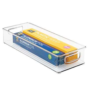 iDesign BPA-Free Plastic Pantry and Kitchen Storage, Freezer and Fridge Organizer Bin with Easy Grip Handles – 16" x 6" x 3", Clear