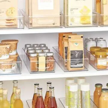 iDesign BPA-Free Plastic Pantry and Kitchen Storage, Freezer and Fridge Organizer Bin with Easy Grip Handles – 16" x 6" x 3", Clear