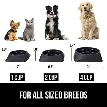 GORILLA GRIP Slow Feeder Dog and Cat Bowls, Interactive Puzzle Toy for Dogs and Cats Food Training, Keeps Pets Busy and Prevents Puppy Overeating, Large, Small Breeds, 100% BPA Free, 2 Cup Black